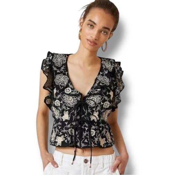 Anthropologie Tops - Anthropologie Embroidered Blouse